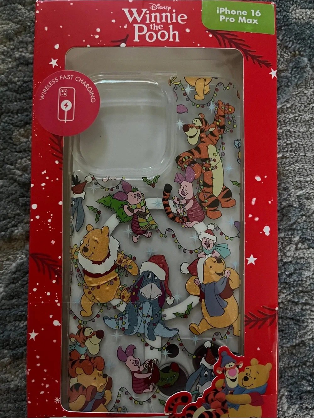 Disney Winnie the Pooh Clear Phone Case with Red and Yellow Accents